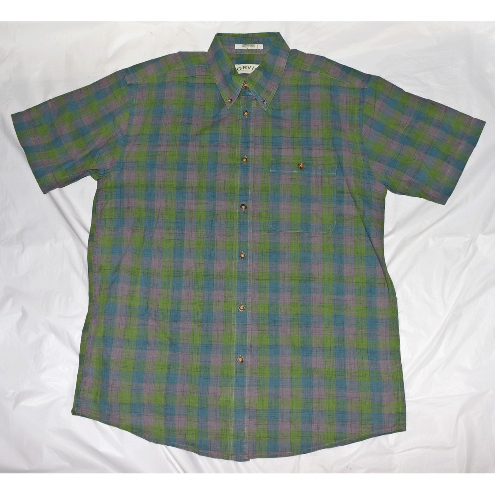 Orvis‎ Sporting Traditions Mens Short Sleeve Button Front Shirt Size Large